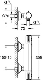 Grohtherm 800 Thermostatic Shower Mixer Chrome