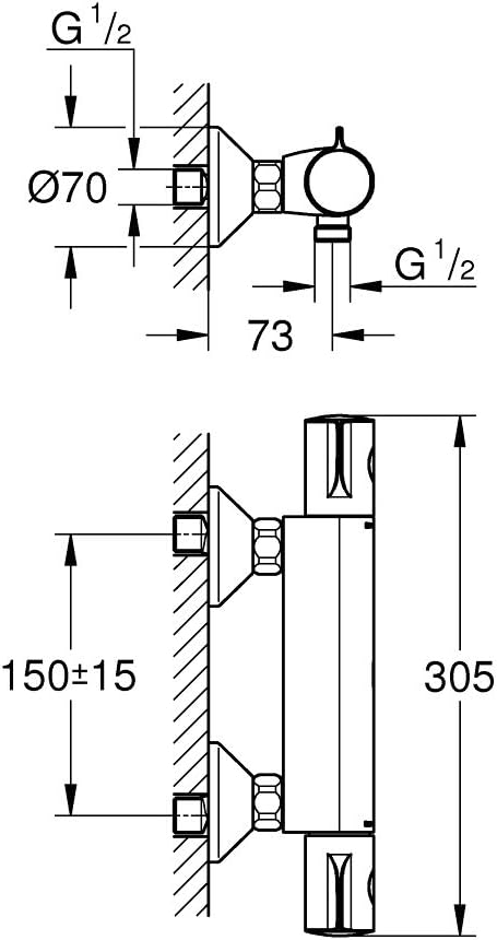 Grohtherm 800 Thermostatic Shower Mixer Chrome