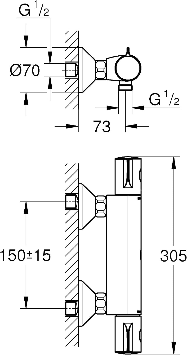 Grohtherm 800 Thermostatic Shower Mixer Chrome