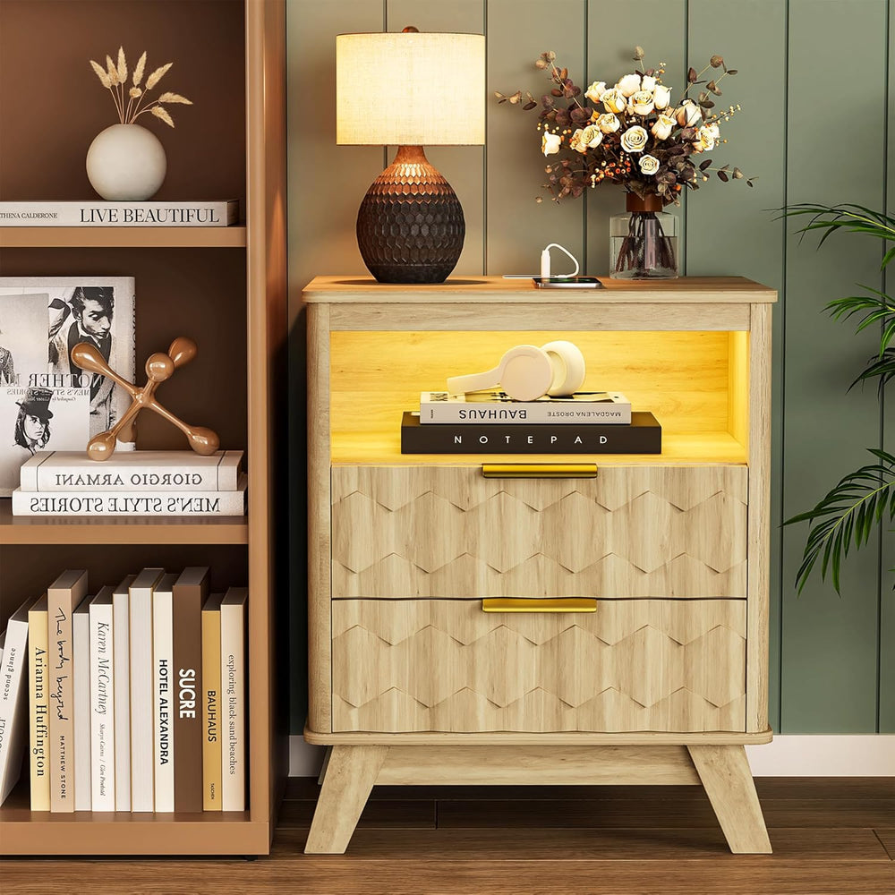 Gurexl Smart Bedside Table with Charging Station