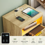 Gurexl Smart Bedside Table with Charging Station