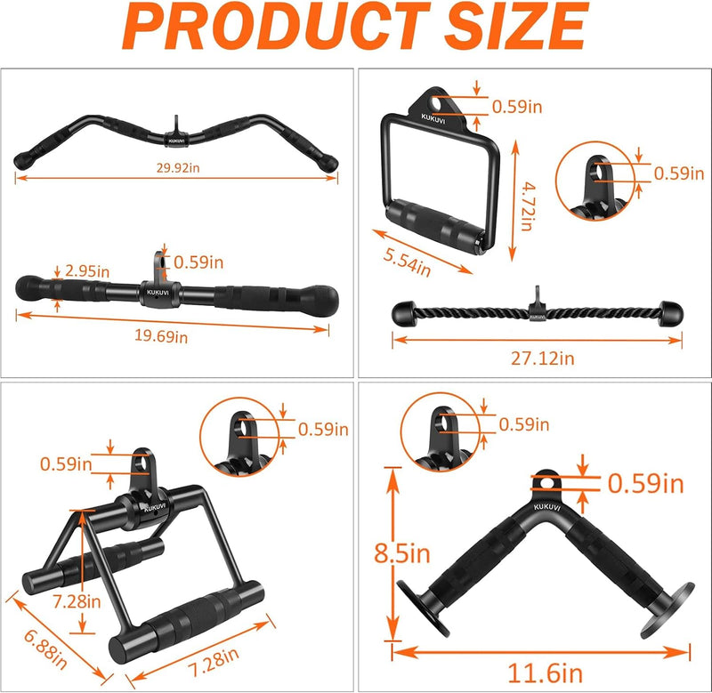 Gym Cable Attachments Set Lat Pulldown Accessories Weight
