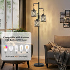 Crystal Floor Lamp Elegant Standing Modern Finish Tall