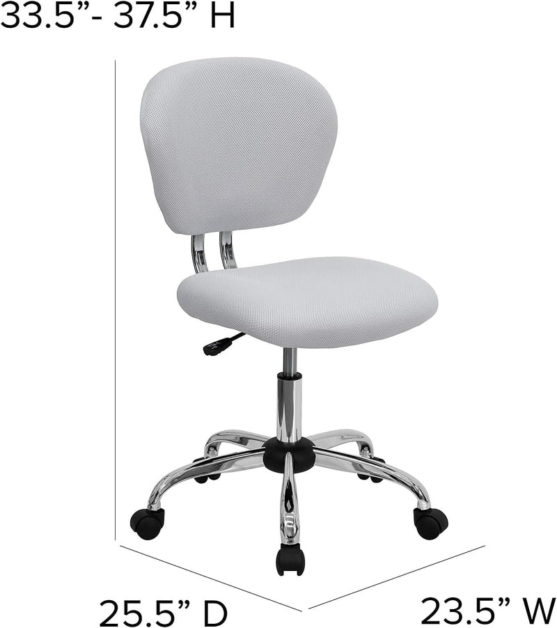H--F-Wht-Gg Mid-Back Mesh Task Chair with Chrome Base