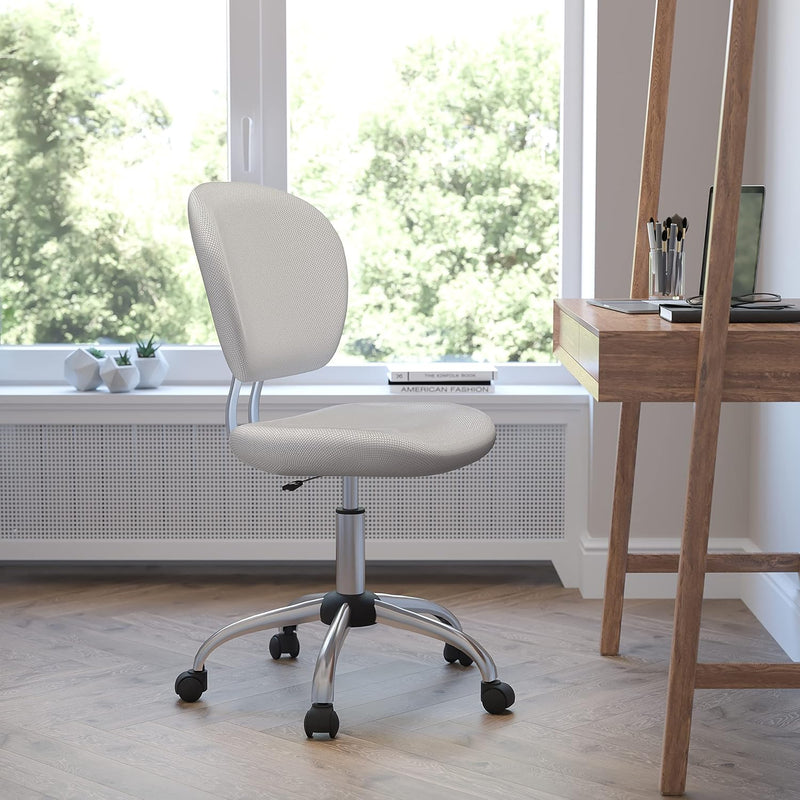 H--F-Wht-Gg Mid-Back Mesh Task Chair with Chrome Base