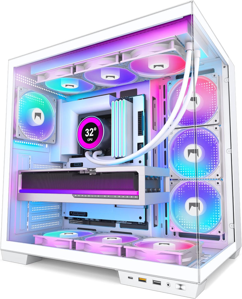 H1 Atx PC Case-Pre-Installed 7 Pwm Argb Fans