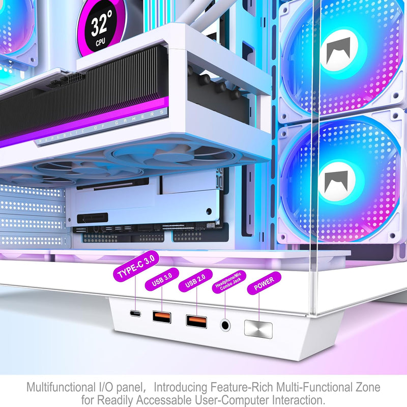 H1 Atx PC Case-Pre-Installed 7 Pwm Argb Fans
