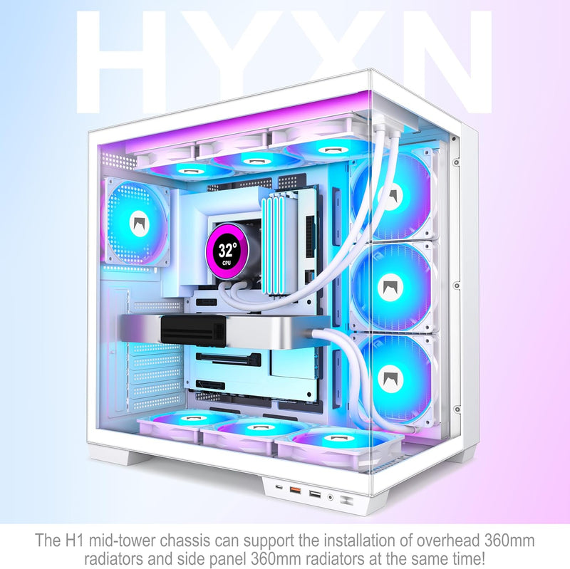 H1 Atx PC Case-Pre-Installed 7 Pwm Argb Fans