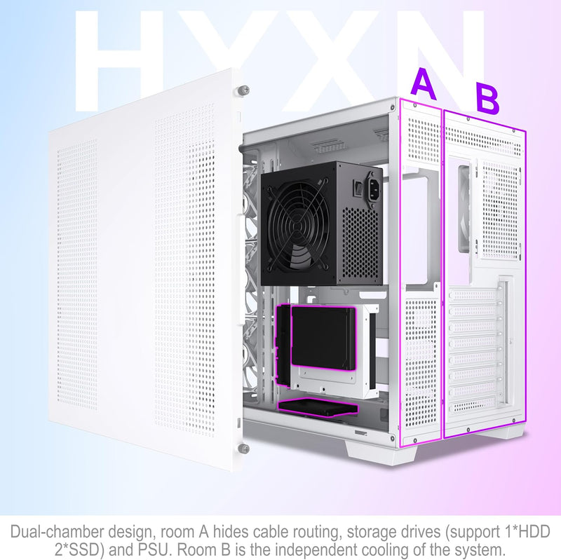 H1 Atx PC Case-Pre-Installed 7 Pwm Argb Fans