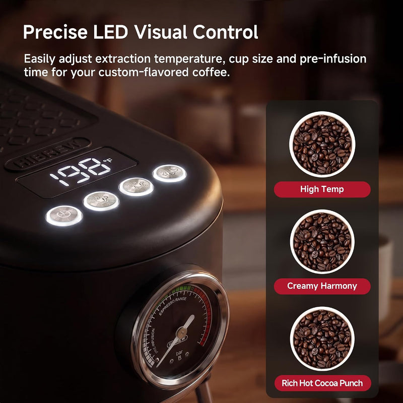 H10b Programmable Espresso Machine with LED Display Pressure