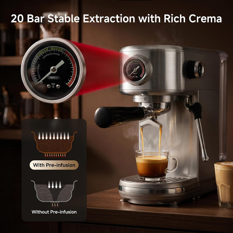 H10b Programmable Espresso Machine with LED Display Pressure