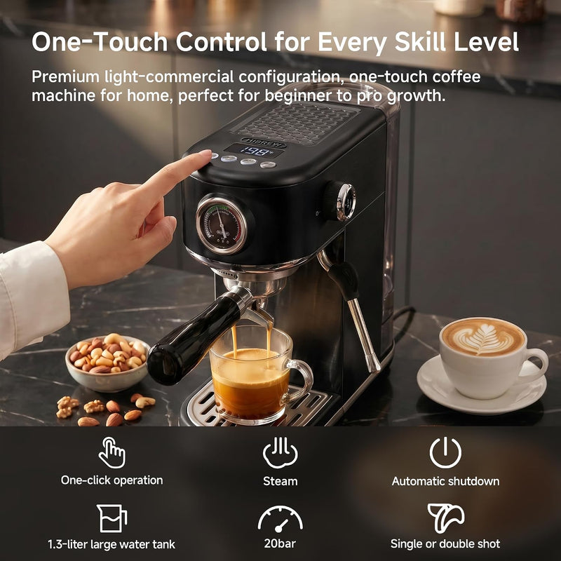 H10b Programmable Espresso Machine with LED Display Pressure