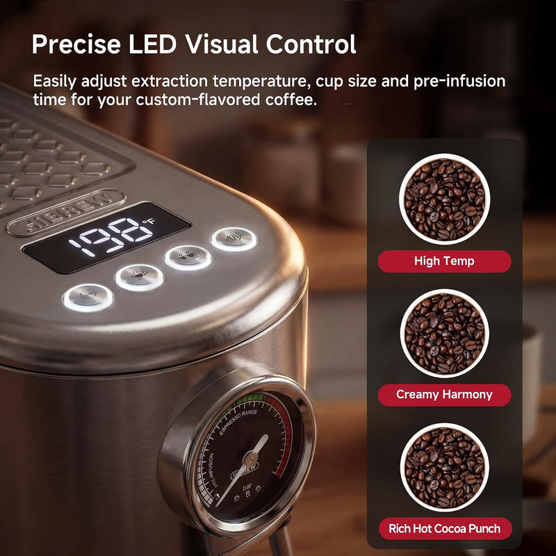 H10b Programmable Espresso Machine with LED Display Pressure