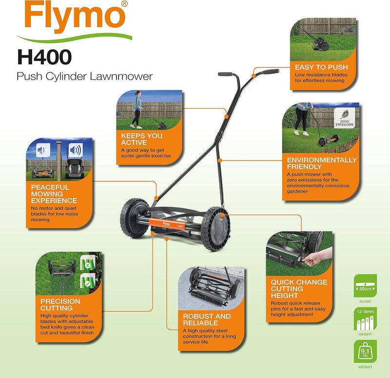 H400 Push Powered Cylinder Lawn Mower