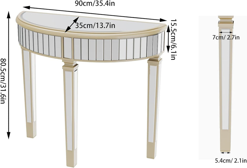 Half Moon Console Table Mirrored : Hallway 90