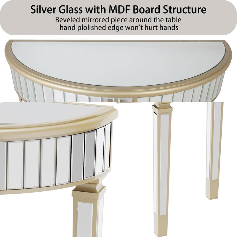 Half Moon Console Table Mirrored : Hallway 90