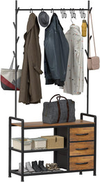 Hallway Coat Stand Industrial Rack Free Standing Hall