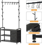 Hallway Coat Stand Industrial Rack Free Standing Hall