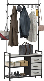 Hallway Coat Stand Industrial Rack Free Standing Hall