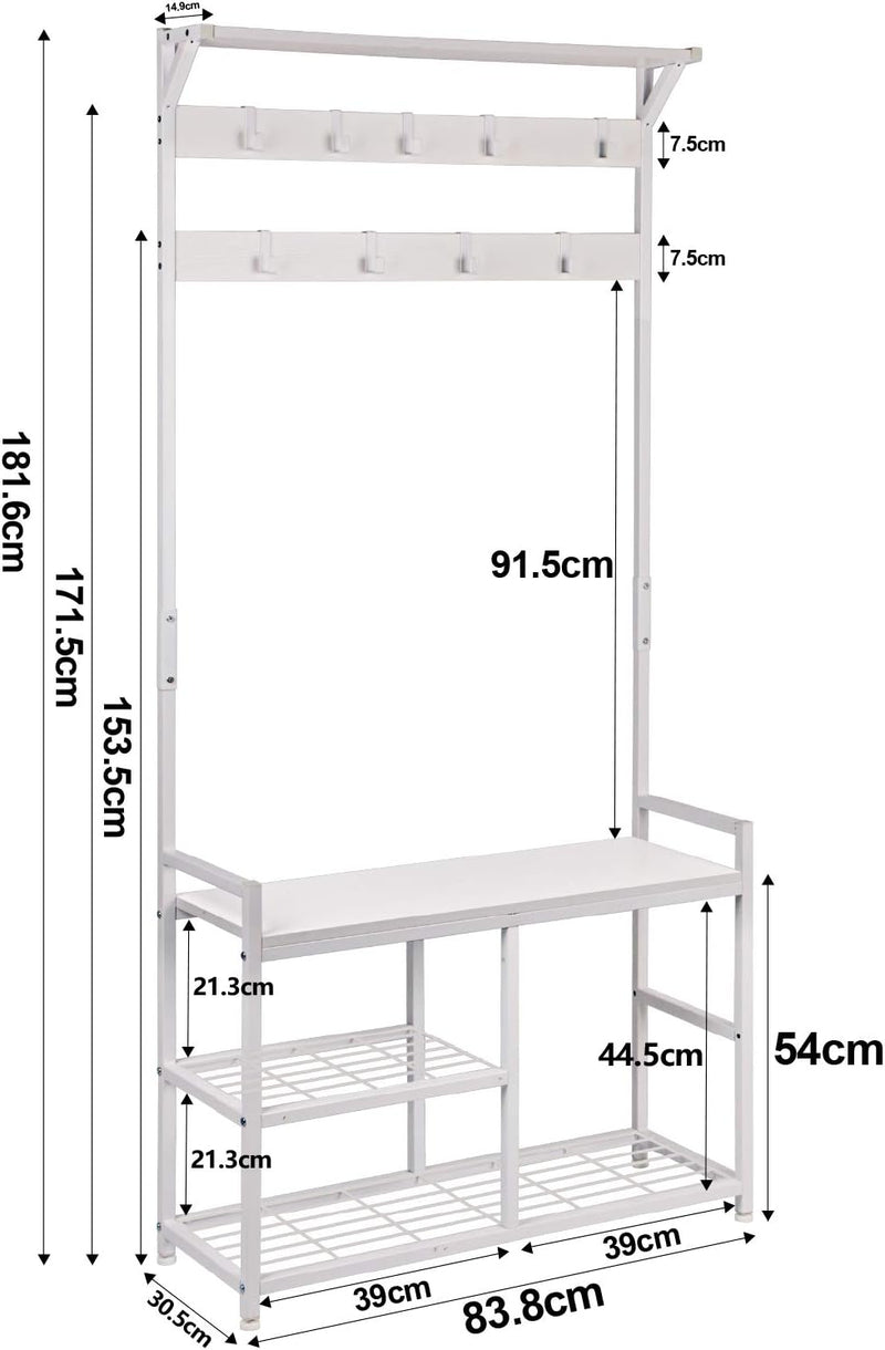 Industrial Coat Rack Freestanding Hall Tree 33"x12"x71.5" Rustic