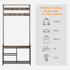 Hallway Coat Stand Industrial Rack Free Standing Hall