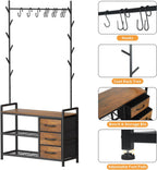 Hallway Coat Stand Industrial Rack Free Standing Hall