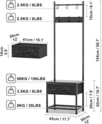 Hallway Coat Stand Industrial Rack Free Standing Hall