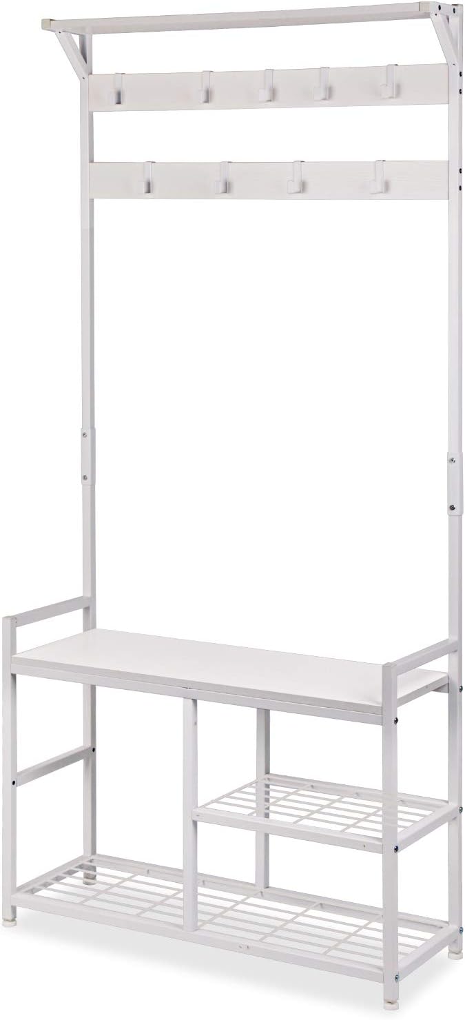 Industrial Coat Rack Freestanding Hall Tree 33"x12"x71.5" Rustic