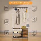 Hallway Coat Stand Industrial Rack Free Standing Hall