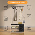 Hallway Coat Stand Industrial Rack Free Standing Hall