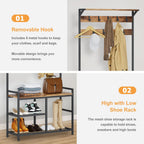 Hallway Coat Stand Industrial Rack Free Standing Hall