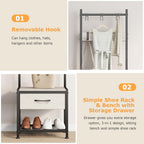 Hallway Coat Stand Industrial Rack Free Standing Hall