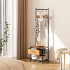 Industrial Coat Rack Freestanding Hall Tree 33"x12"x71.5" Rustic