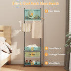 Industrial Coat Rack Freestanding Hall Tree 33"x12"x71.5" Rustic