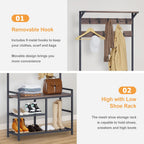 Hallway Coat Stand Industrial Rack Free Standing Hall
