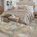 Rugs Living Room Washable Abstract Carpet Beigebrown
