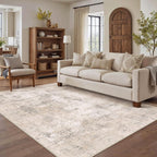 Rugs Living Room Washable Abstract Carpet Beigebrown