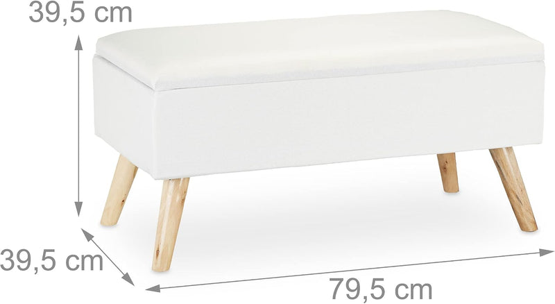 Hallway Storage Bench Padded Wooden Legs Fabric Cover