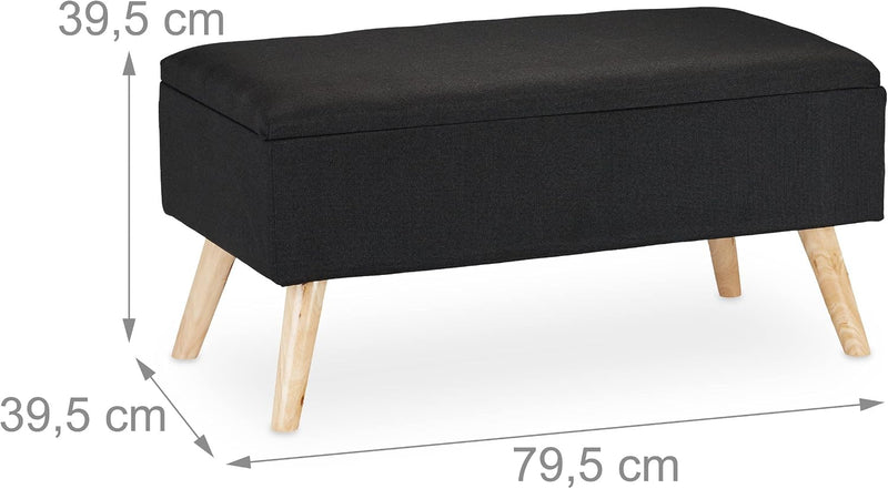 Hallway Storage Bench Padded Wooden Legs Fabric Cover