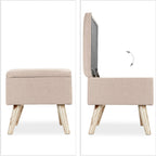 Hallway Storage Bench Padded Wooden Legs Fabric Cover