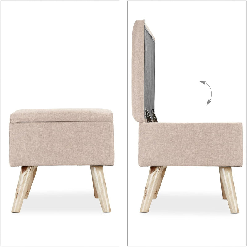 Hallway Storage Bench Padded Wooden Legs Fabric Cover