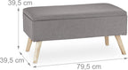 Hallway Storage Bench Padded Wooden Legs Fabric Cover