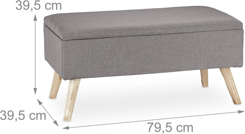 Hallway Storage Bench Padded Wooden Legs Fabric Cover