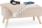 Hallway Storage Bench Padded Wooden Legs Fabric Cover