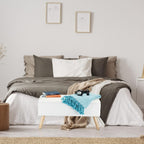 Hallway Storage Bench Padded Wooden Legs Fabric Cover