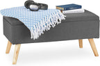 Hallway Storage Bench Padded Wooden Legs Fabric Cover