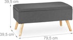 Hallway Storage Bench Padded Wooden Legs Fabric Cover