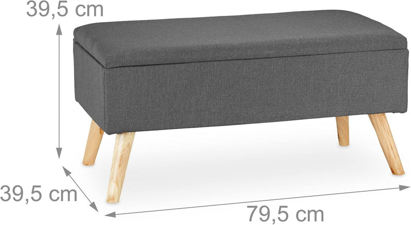 Hallway Storage Bench Padded Wooden Legs Fabric Cover