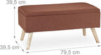Hallway Storage Bench Padded Wooden Legs Fabric Cover