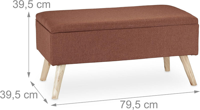 Hallway Storage Bench Padded Wooden Legs Fabric Cover
